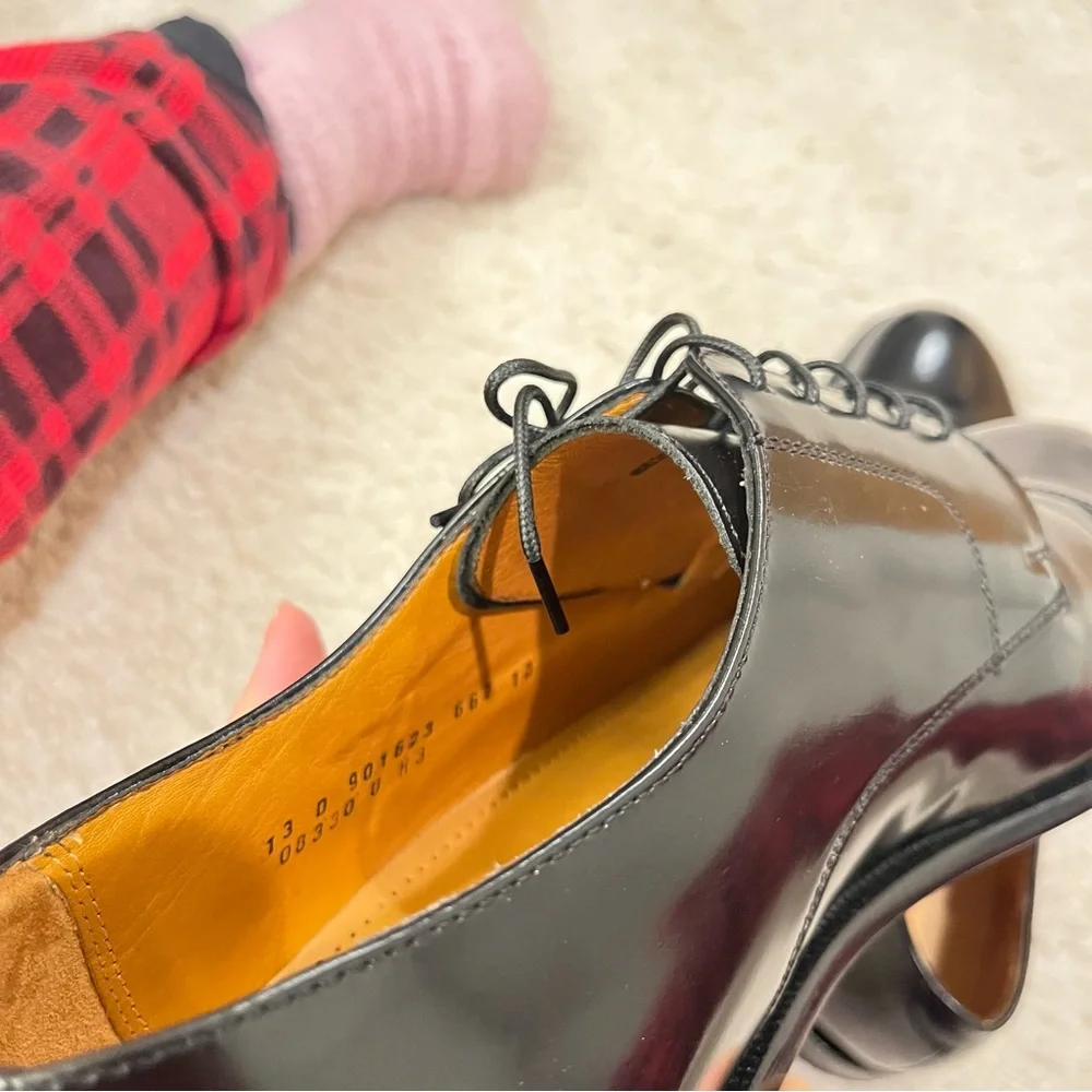 Cole Haan Men’s Black Patent Leather Oxford Formal Shoes Toe Cap‎ EUC Size 13